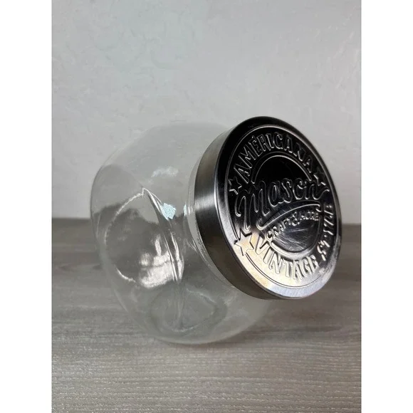 Mason Craft & More Vintage Style Tilted Glass Storage Jar 96 oz with Lid - Picture 2 of 5